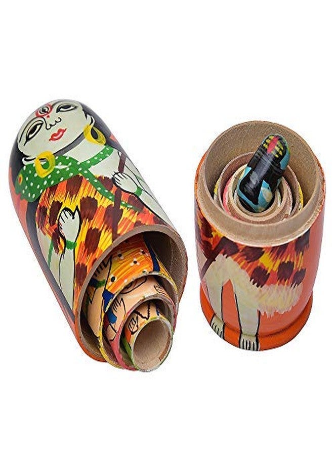 Toolart Set of 5 Wooden Russian Nesting Dolls - Matryoshka Stacking Nested Wood Dolls (Shiv Parivar) - Image 2